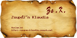 Zsupán Klaudia névjegykártya